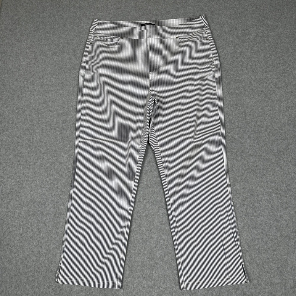 MARIO SERRANI Capri Pants Women‎ L Striped Casual Stretch Pull On